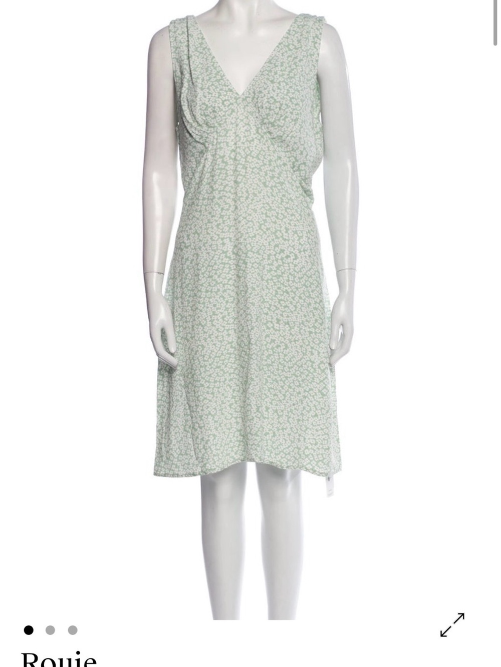 Rouje Mint Green Floral V-Neck Sleeveless Dress